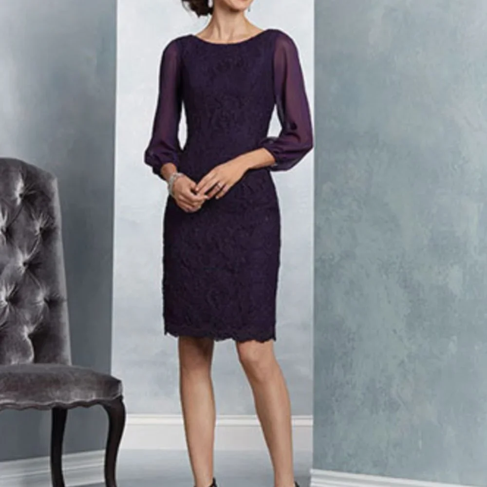 Alfred Angelo 9060 Size 10 Short Gown Dress Purple Eggplant - Picture 2 of 5